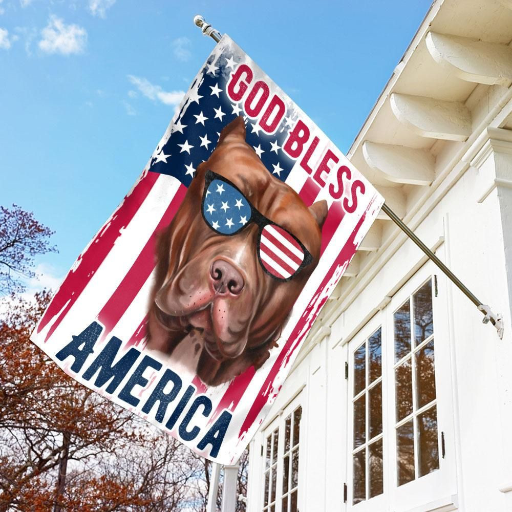 Pitbull Amercia Flag 4Th Of July God Bless America Garden Flag House Flag