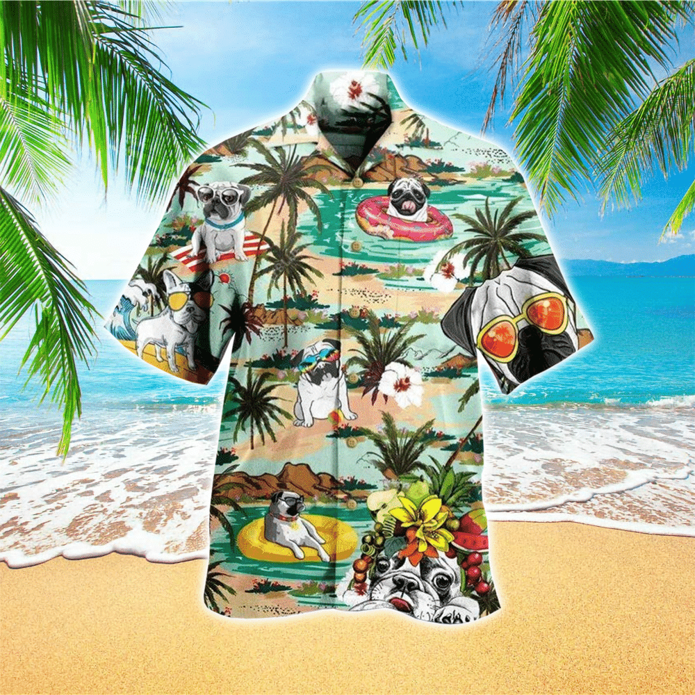 Pitbull At The Beach Summer Time Tropical Hawaiian Shirt for Men and Women