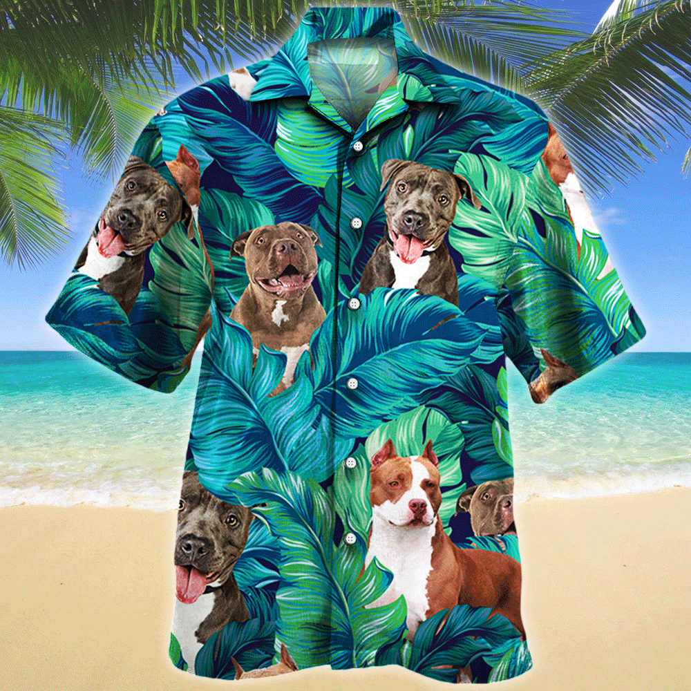 Pitbull Dog Lovers Gift Hawaii Shirt Hawaiian Shirt For Men