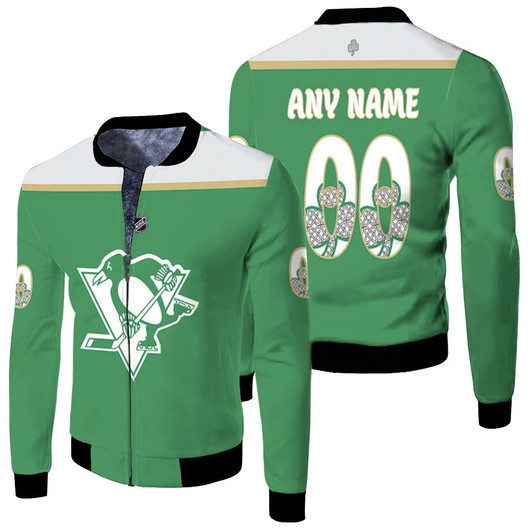 Pittsburgh Penguins 2020 Nhl Ice Hockey Green Jersey Style Custom Gift For Penguins Fans Fleece Bomber Jacket