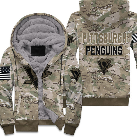 Pittsburgh Penguins Camouflage Veteran 3D Fleece Hoodie