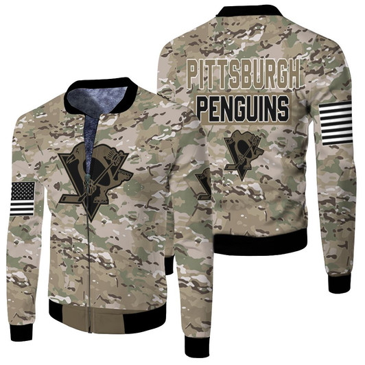 Pittsburgh Penguins Camouflage Veteran Fleece Bomber Jacket