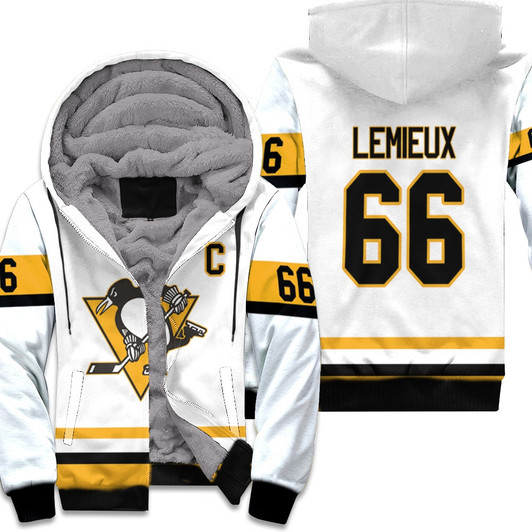 Pittsburgh Penguins Mario Lemieux 66 Nhl Ice Hockey Team 2020 White Jersey Style Gift For Penguins Fans Fleece Hoodie