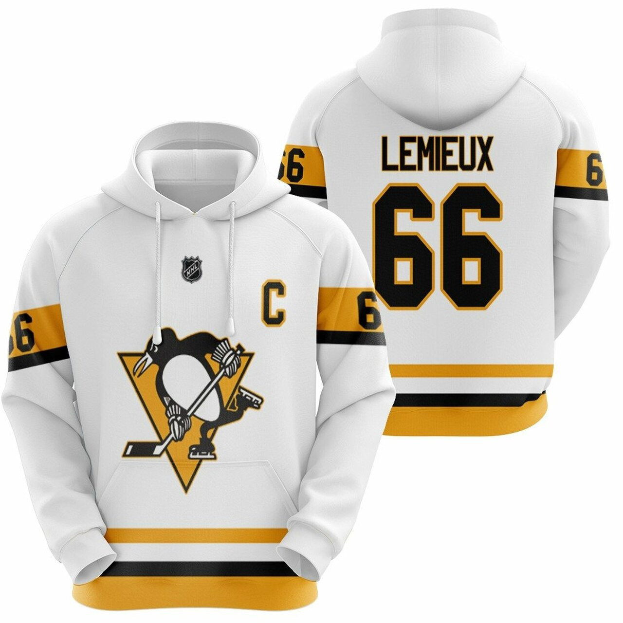 Pittsburgh Penguins Mario Lemieux 66 Nhl Ice Hockey Team 2020 White Jersey Style Gift For Penguins Fans Hoodie