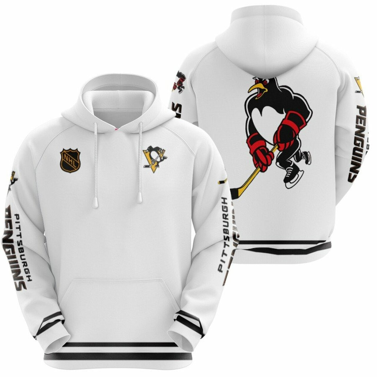 Pittsburgh Penguins Nhl Ice Hockey Team Iceburgh Logo Mascot White 3d Designed Allover Gift For Penguins Fans Hoodie