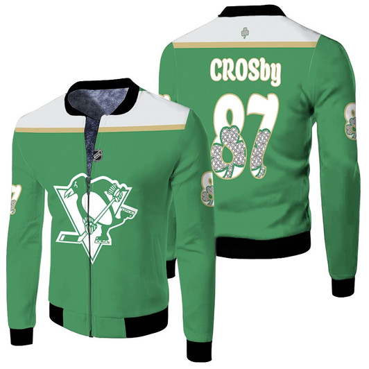 Pittsburgh Penguins Sidney Crosby 87 2020 Nhl Green Jersey Style Gift For Penguins Fans Fleece Bomber Jacket