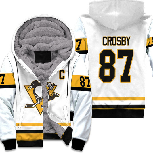 Pittsburgh Penguins Sidney Crosby 87 Nhl Ice Hockey Team 2020 White Jersey Style Gift For Penguins Fans Fleece Hoodie