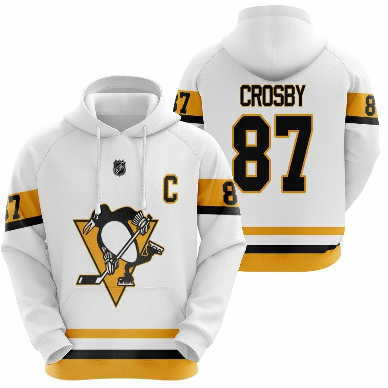 Pittsburgh Penguins Sidney Crosby 87 Nhl Ice Hockey Team 2020 White Jersey Style Gift For Penguins Fans Hoodie
