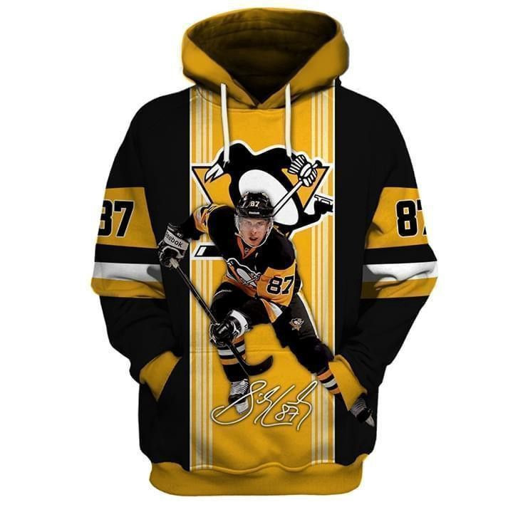 Pittsburgh Penguins Sidney Crosby 87 Signed Pullover And Zip Pered Hoodies Custom 3D Graphic Printed 3D Hoodie All Over Print Hoodie For Men For Women