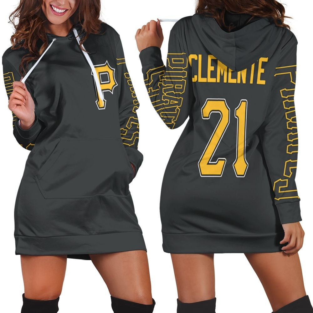 Pittsburgh Pirates Roberto Clemente 21 2020 Mlb Black Hoodie Dress Sweater Dress Sweatshirt Dress