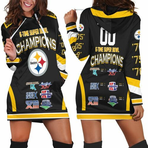 Pittsburgh Steelers 6-time Super Bowl Champions For Fans 3d Hoodie Dress Sweater Dress Sweatshirt Dress