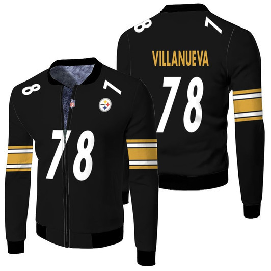 Pittsburgh Steelers Alejandro Villanueva 78 Nfl Game Black Jersey Style Gift For Steelers Fans Fleece Bomber Jacket