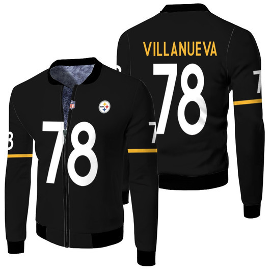 Pittsburgh Steelers Alejandro Villanueva 78 Nfl Therma Long Sleeve Black Jersey Style Gift For Steelers Fans Fleece Bomber Jacket