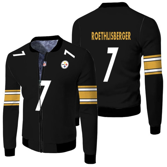 Pittsburgh Steelers Ben Roethlisberger 7 Nfl Game Black Jersey Style Gift For Steelers Fans Fleece Bomber Jacket