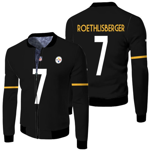 Pittsburgh Steelers Ben Roethlisberger 7 Nfl Therma Long Sleeve Black Jersey Style Gift For Steelers Fans Fleece Bomber Jacket