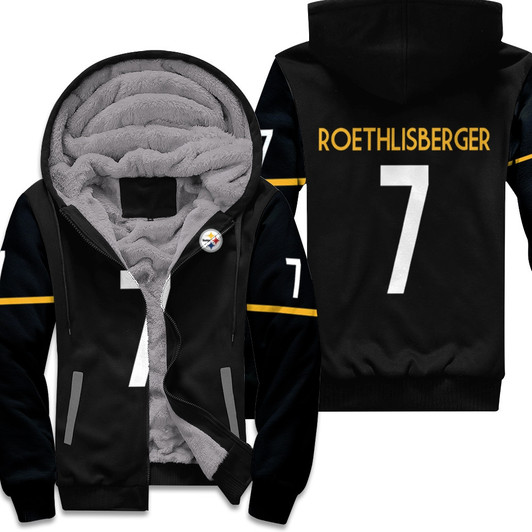 Pittsburgh Steelers Ben Roethlisberger 7 Nfl Therma Long Sleeve Black Jersey Style Gift For Steelers Fans Fleece Hoodie