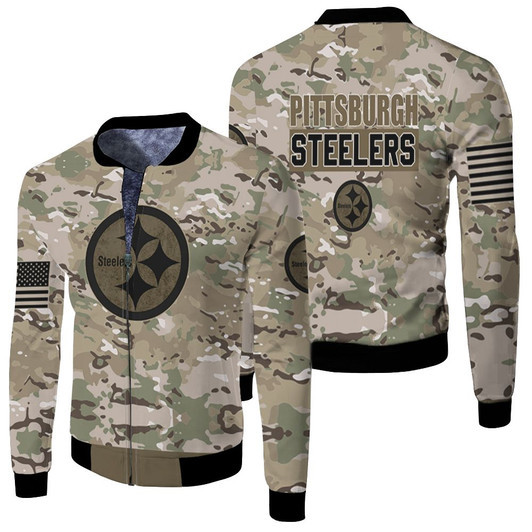 Pittsburgh Steelers Camoflage Pattern Fleece Bomber Jacket