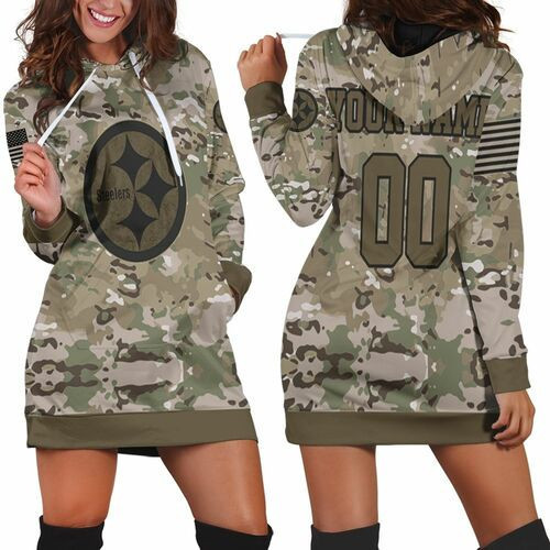 Pittsburgh Steelers Camoflage Pattern Personalized Hoodie Dress Sweater Dress Sweatshirt Dress