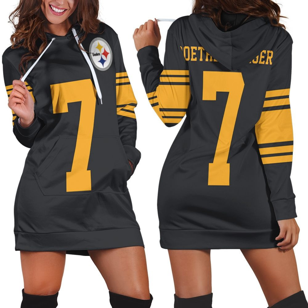 Pittsburgh Steelers Color Rush Limited Ben Roethlisberger Jersey Inspired Hoodie Dress Sweater Dress Sweatshirt Dress