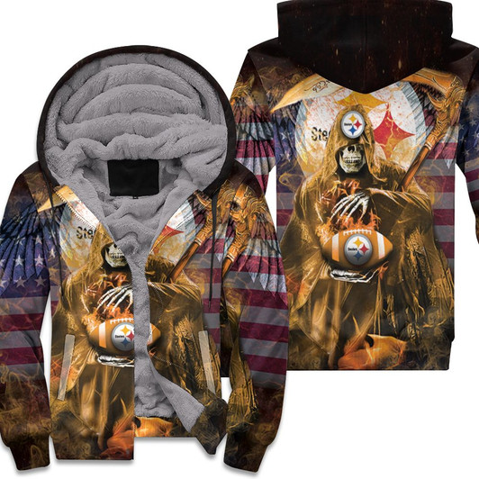 Pittsburgh Steelers Death Skull 3D All Over Fleece Hoodie