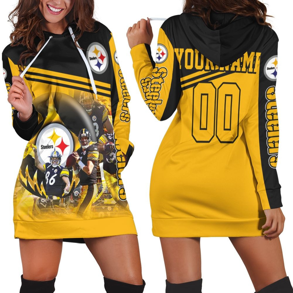 Pittsburgh Steelers Great Players 2020 Nfl Season Jersey American Flag Black And Yellow Personalized Hoodie Dress Sweater Dress Sweatshirt Dress