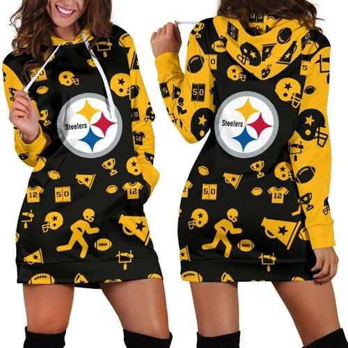 Pittsburgh Steelers Hoodie Dress Sweater Dress Sweatshirt Dress 3d All Over Print For Women Hoodie