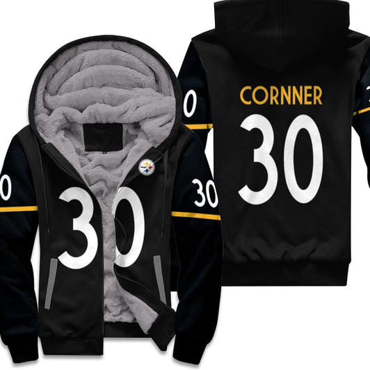 Pittsburgh Steelers James Conner 30 Nfl Therma Long Sleeve Black Jersey Style Gift For Steelers Fans Fleece Hoodie