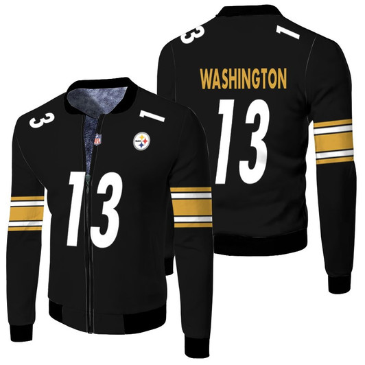 Pittsburgh Steelers James Washington 13 Nfl Game Black Jersey Style Gift For Steelers Fans Fleece Bomber Jacket