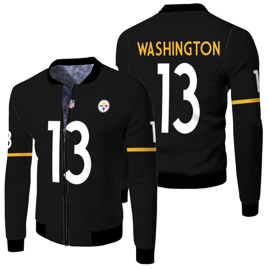 Pittsburgh Steelers James Washington 13 Nfl Therma Long Sleeve Black Jersey Style Gift For Steelers Fans Fleece Bomber Jacket