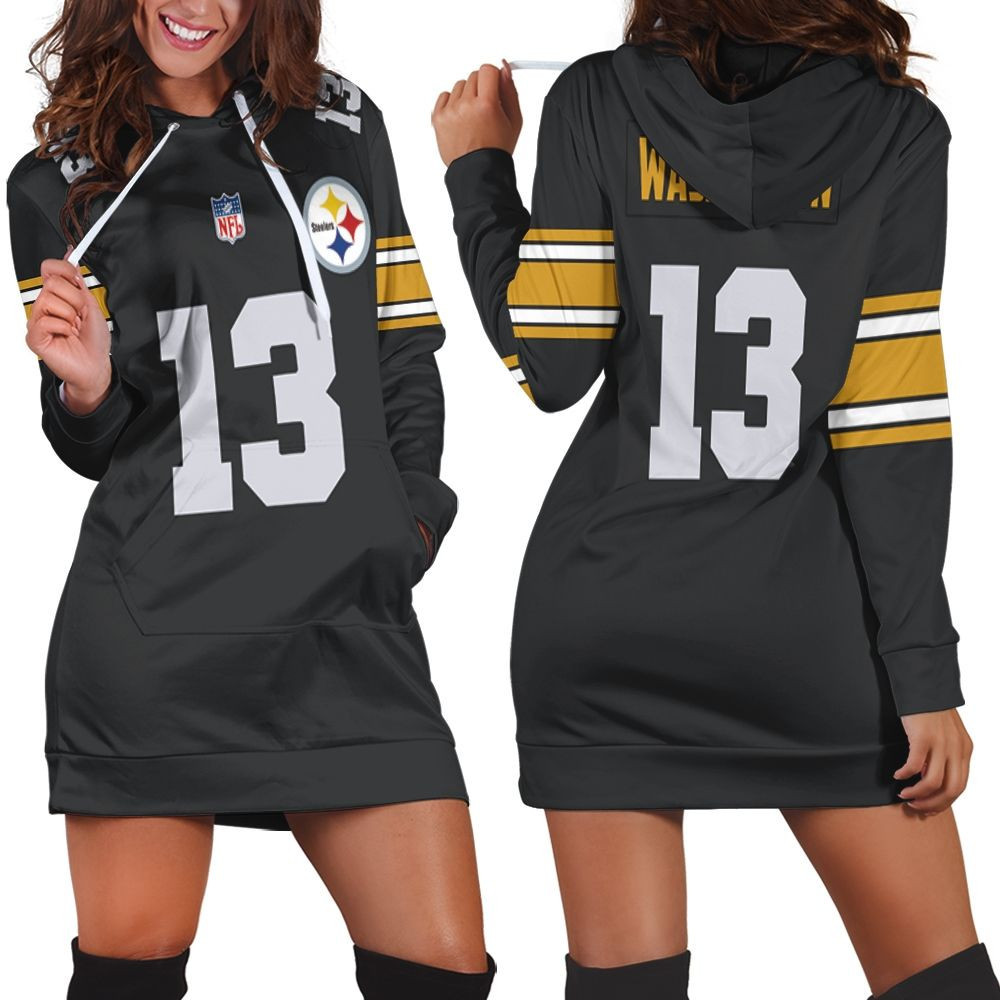 Pittsburgh Steelers James Washington Game Black Jersey Inspired Style Hoodie Dress Sweater Dress Sweatshirt Dress