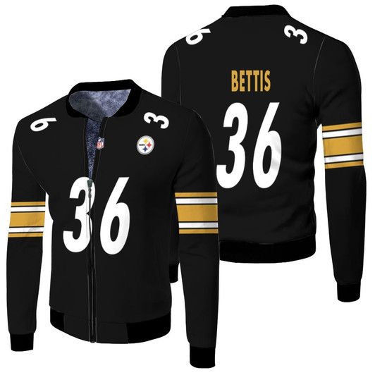 Pittsburgh Steelers Jerome Bettis 36 Nfl Game Black Jersey Style Gift For Steelers Fans Fleece Bomber Jacket