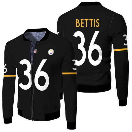 Pittsburgh Steelers Jerome Bettis 36 Nfl Therma Long Sleeve Black Jersey Style Gift For Steelers Fans Fleece Bomber Jacket