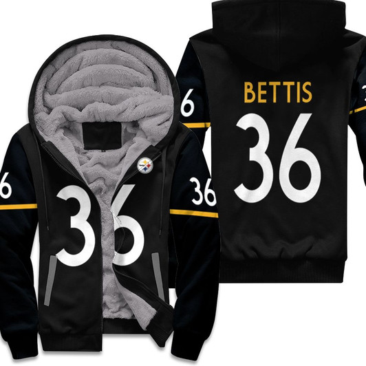 Pittsburgh Steelers Jerome Bettis 36 Nfl Therma Long Sleeve Black Jersey Style Gift For Steelers Fans Fleece Hoodie