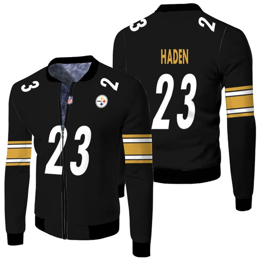 Pittsburgh Steelers Joe Haden 23 Nfl Game Black Jersey Style Gift For Steelers Fans Fleece Bomber Jacket