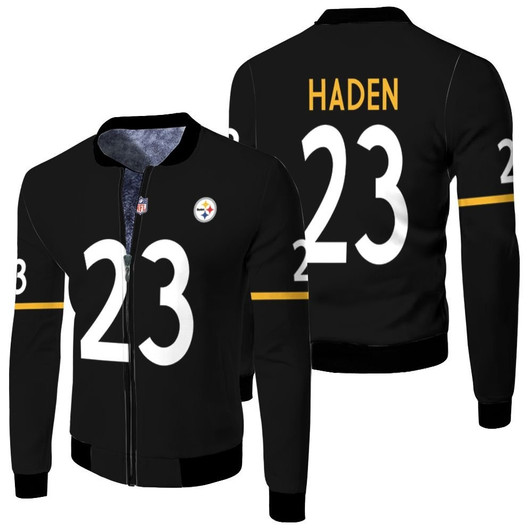 Pittsburgh Steelers Joe Haden 23 Nfl Therma Long Sleeve Black Jersey Style Gift For Steelers Fans Fleece Bomber Jacket