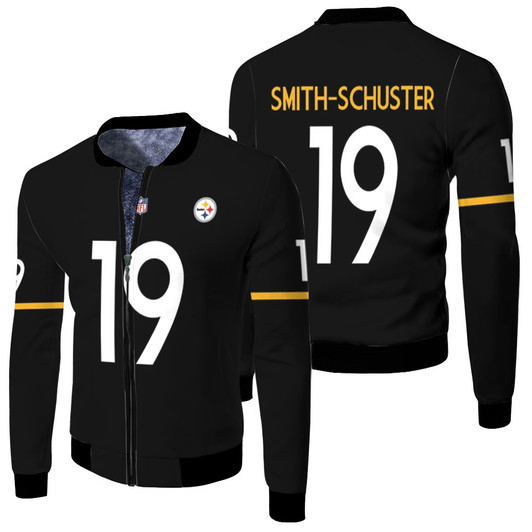 Pittsburgh Steelers Juju Smith-Schuster 19 Nfl Therma Long Sleeve Black Jersey Style Gift For Steelers Fans Fleece Bomber Jacket