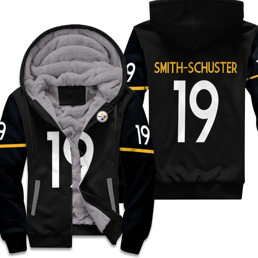 Pittsburgh Steelers Juju Smith-Schuster 19 Nfl Therma Long Sleeve Black Jersey Style Gift For Steelers Fans Fleece Hoodie