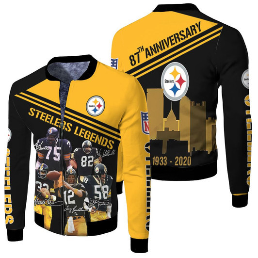 Pittsburgh Steelers Legends Signature 87Th Anniversary For Fan Fleece Bomber Jacket