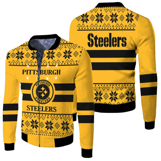 Pittsburgh Steelers Light Up Ugly Fleece Bomber Jacket