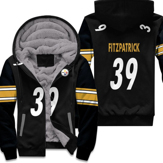 Pittsburgh Steelers Minkah Fitzpatrick 39 Nfl Game Black Jersey Style Gift For Steelers Fans Fleece Hoodie