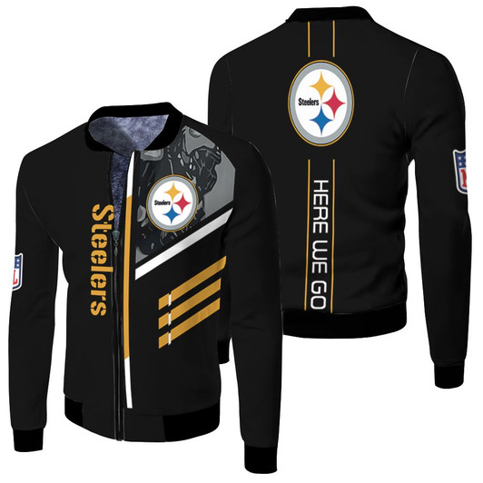 Pittsburgh Steelers Nfl Here We Go Fleece Bomber Jacket