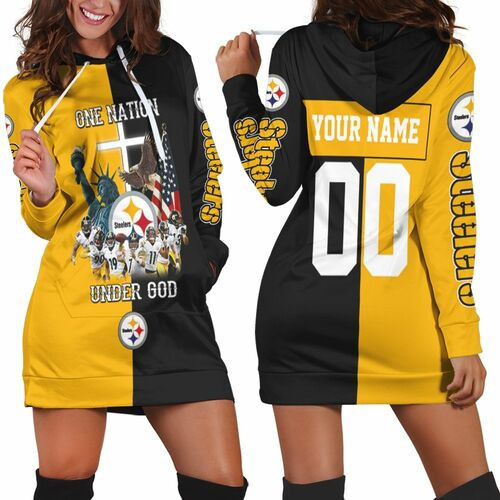 Pittsburgh Steelers One Nation Under God Great Players Team 2020 Nfl Personalized Hoodie Dress Sweater Dress Sweatshirt Dress