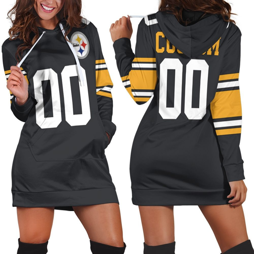 Pittsburgh Steelers Personalized Custom Game Black Jersey Inspired Style Hoodie Dress Sweater Dress Sweatshirt Dress