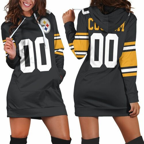Pittsburgh Steelers Personalized Custom Game Black Jersey Inspired Style Hoodie Dress Sweater Dress Sweatshirt Dress