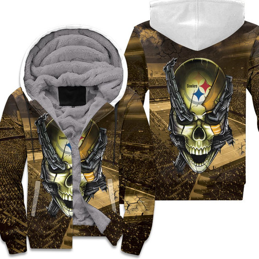 Pittsburgh Steelers Skull Chain 3D Fleece Hoodie