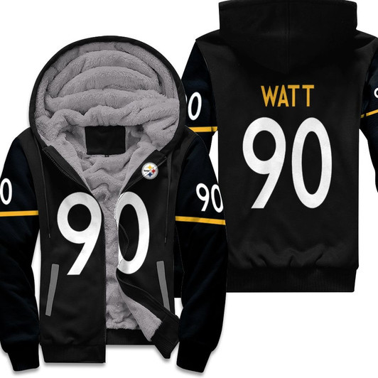 Pittsburgh Steelers T J Watt 90 Nfl Therma Long Sleeve Black Jersey Style Gift For Steelers Fans Fleece Hoodie