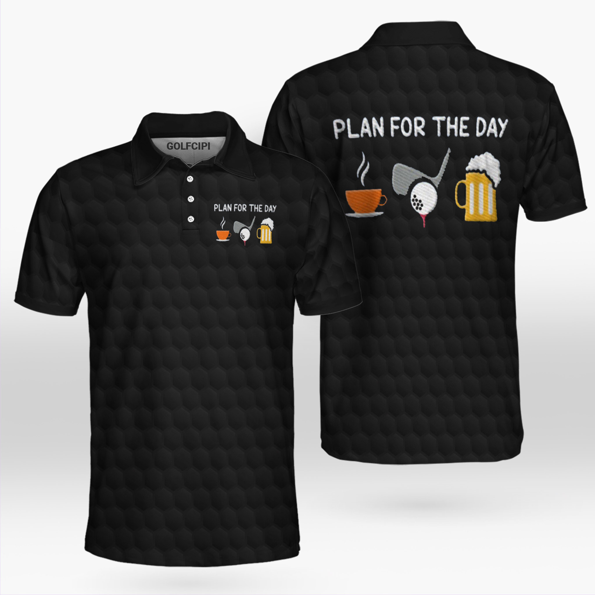 Plan For The Day Coffee Golf And Beer Golf Shirt Golf Shirts Short Sleeve Polo For Men