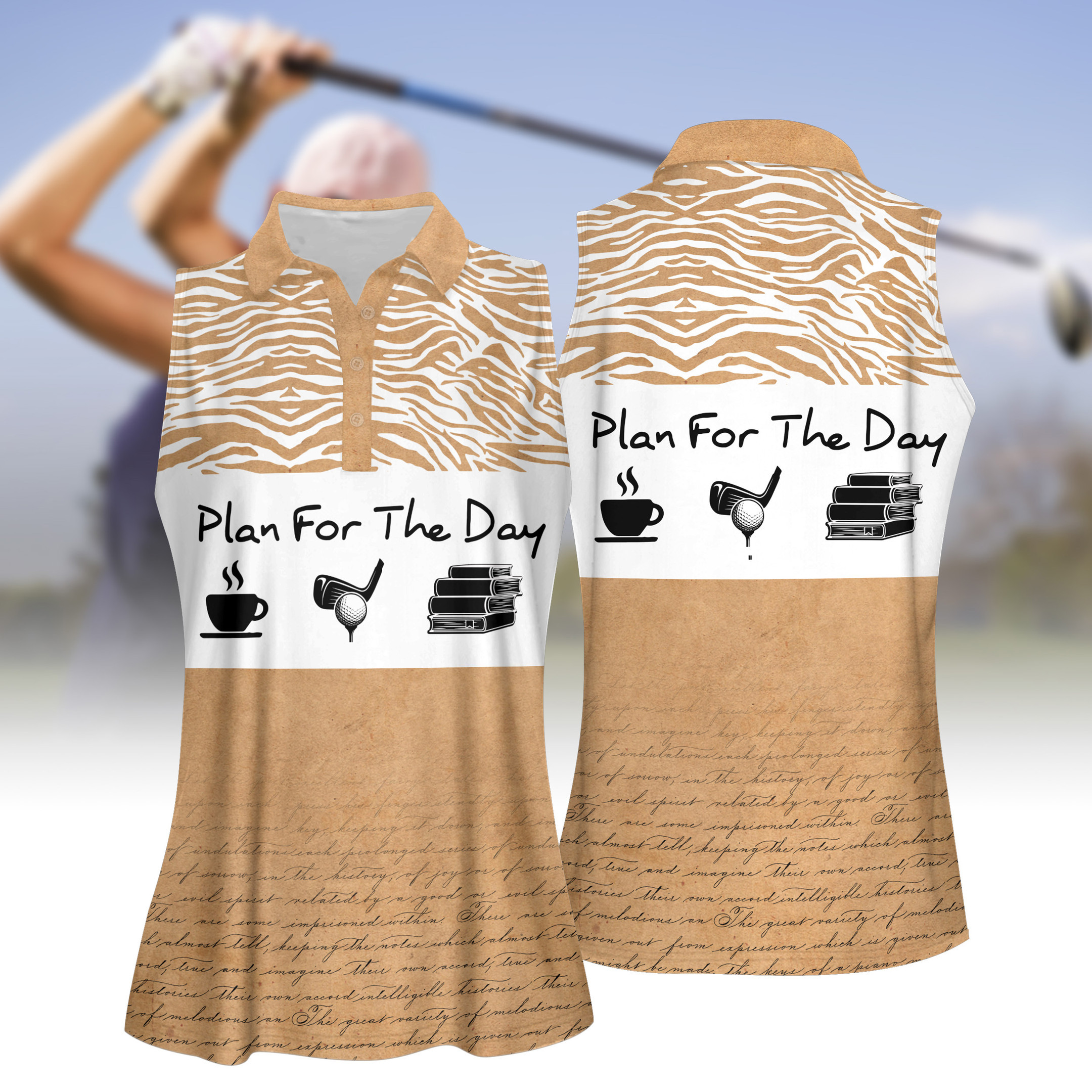 Plan For The Day Coffee Golf And Book V2 WOMEN SHORT SLEEVE POLO SHIRT SLEEVELESS POLO SHIRT