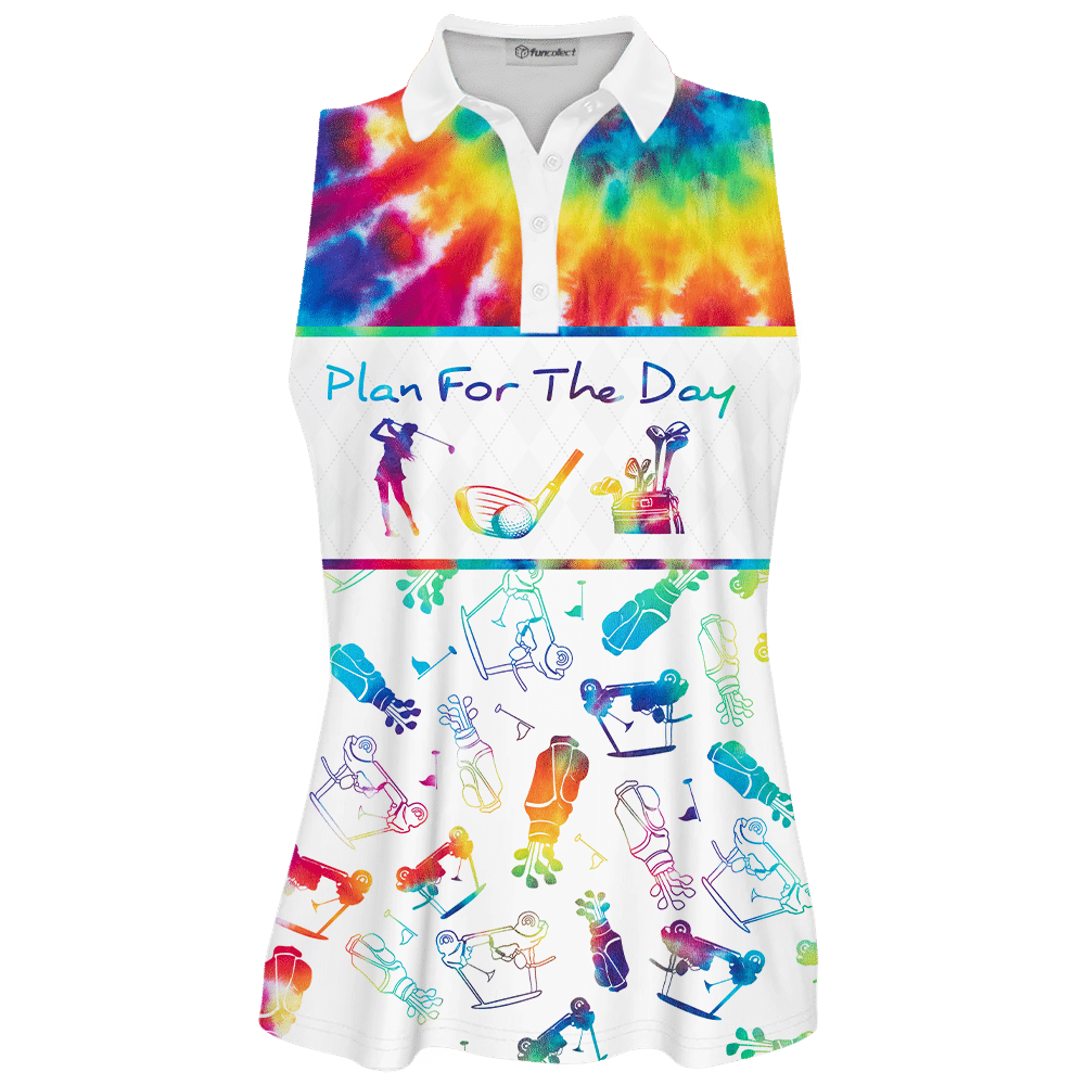 Plan for The Day Tie-Dye Pattern Golf Sleeveless Polo Shirt Short Sleeve Long Sleeve Polo Shirt