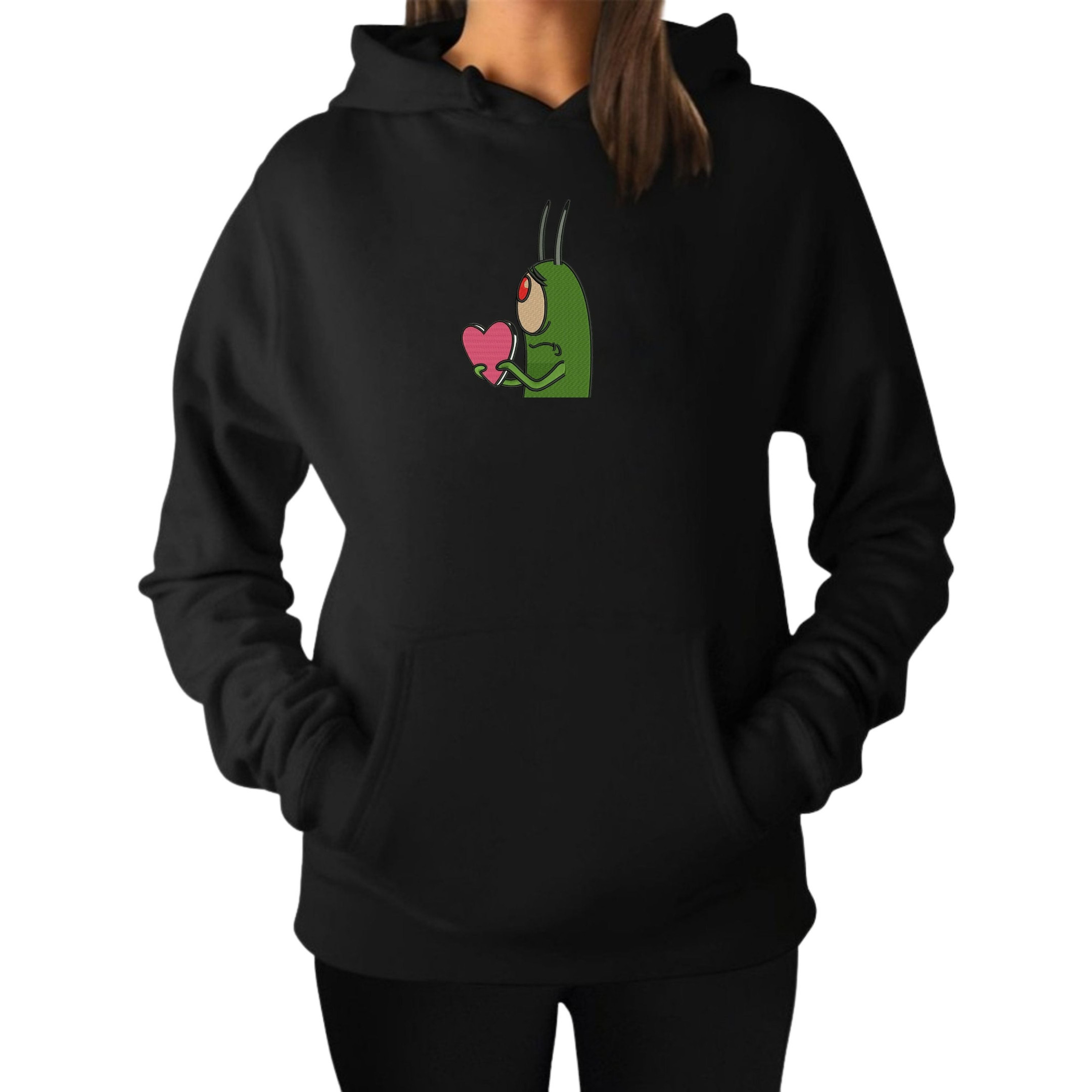 Plankton Embroidered Hoodie Mens Unisex Clothing